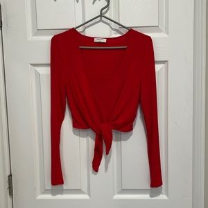 Babaton long sleeve tie front top
